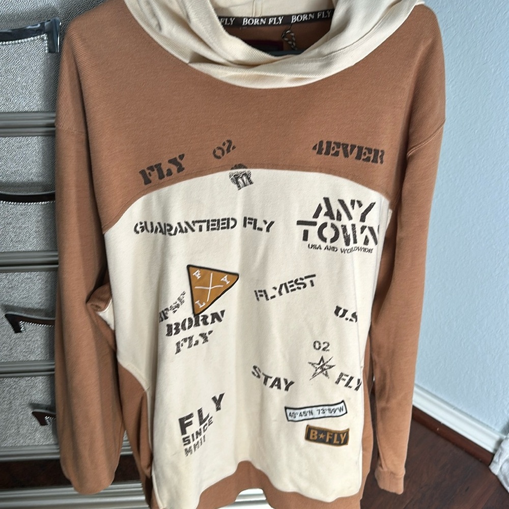 3XL Born Fly Brown Taupe Hoodie
